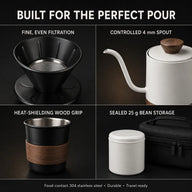 6-teiliges Pour-over-Kaffeeset – Handmühle, Schwanenhals-Wasserkocher & Reisekoffer - Vorschaubild 6