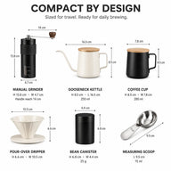 6-teiliges Pour-over-Kaffeeset – Handmühle, Schwanenhals-Wasserkocher & Reisekoffer - Vorschaubild 7