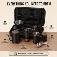 6-teiliges Pour-over-Kaffeeset – Handmühle, Schwanenhals-Wasserkocher & Reisekoffer - Vorschaubild 4