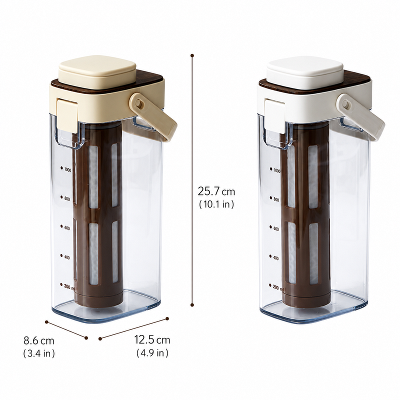 Cold Brew Coffee Pitcher 1000ml with Filter - size and compatibility chart