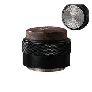 Yozcoffee Espresso-Distributor/Tamper 51/58mm Walnussholz Puck-Vorbereitung Schwarz/Silber — Produktbild
