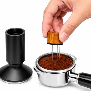 Yozcoffee Espresso Tamper WDT Distributor 53mm 2-in-1 Edelstahl Schwarz — Produktbild