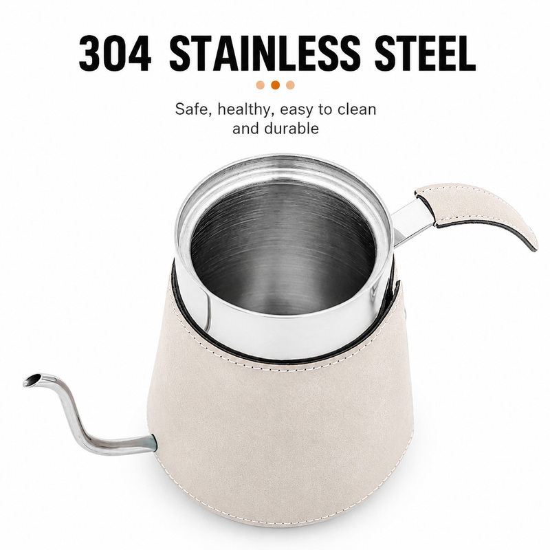 Leather-Wrapped Gooseneck Kettle 700ml - product photo 2