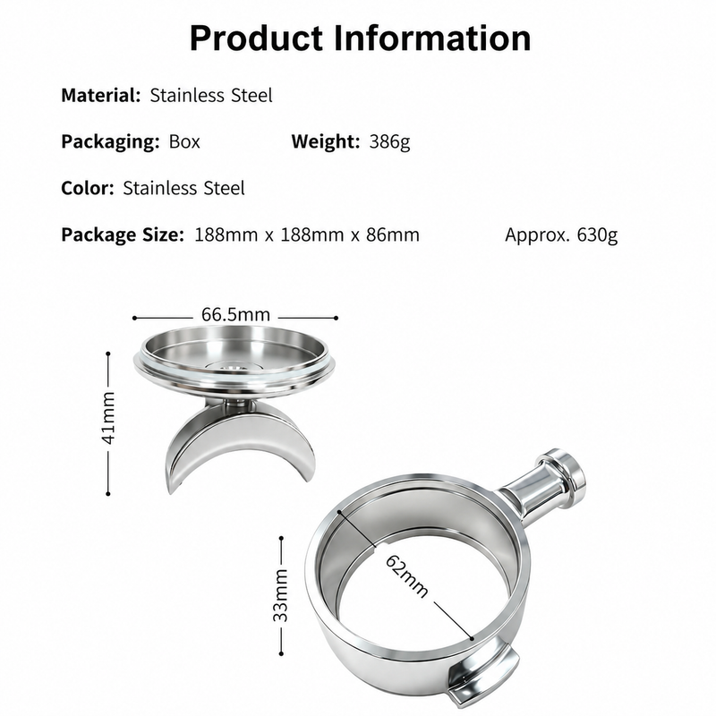58mm 2-in-1 Portafilter Bottomless & Spouted - size and compatibility chart