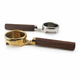 Yozcoffee E61 Bodenloser Siebträger 58 mm Walnussholzgriff Gold/Silber