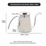 Gooseneck Pour Over Kettle 600/700ml 304 Stainless Steel: dimensions