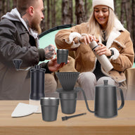 Pour Over Coffee Set 9-Piece Burr Grinder Dripper Kit Black: burr kit alternate angle full