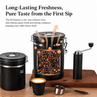 Airtight Coffee Canister 1.5-2.8L 304 Stainless Steel One-Way: yozcoffee airtight coffee canister 304 stainless steel one (7)