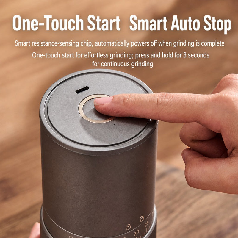 Automatic Espresso Grinder 35 Settings USB-C Rechargeable: touch start smart auto stop