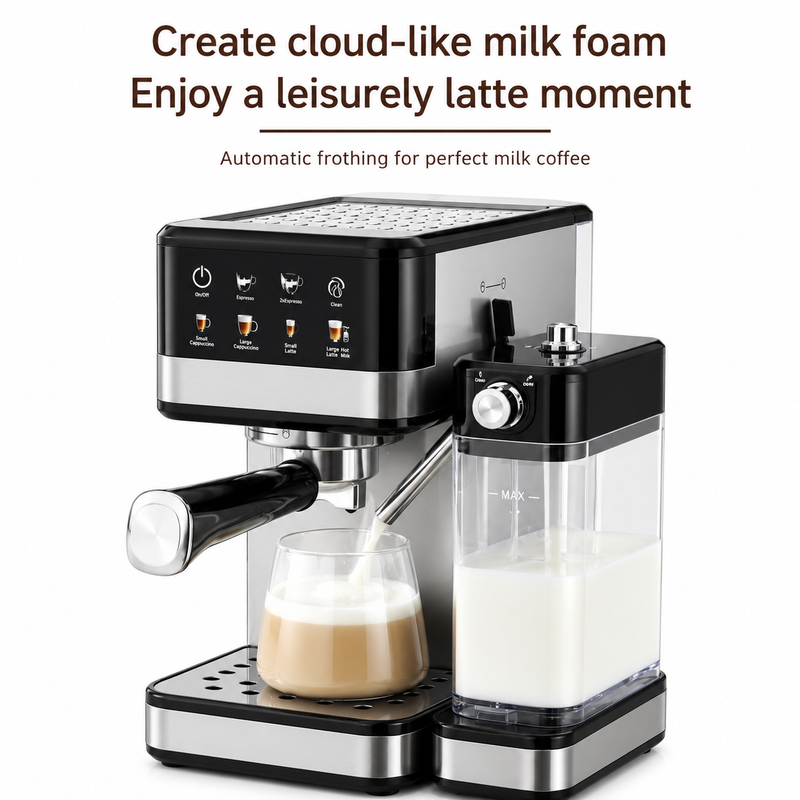 Espresso Coffee Machine 20 Bar Stainless Steel Milk Frother — feature details and build highlights