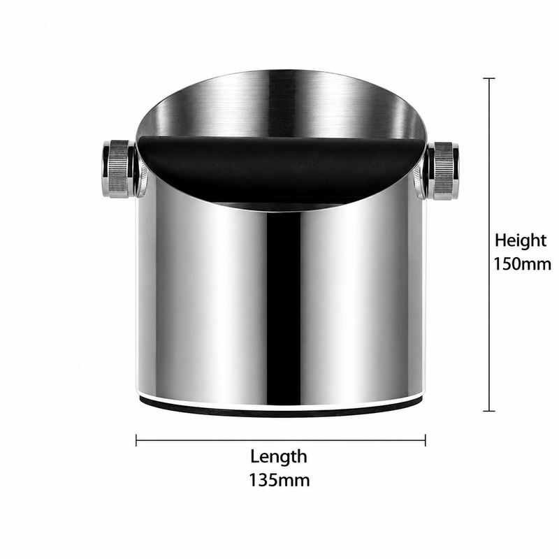 Stainless Steel Coffee Knock Box with Bar - size and compatibility chart