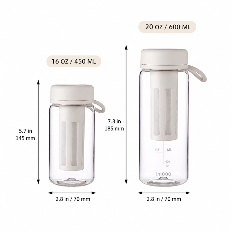 Cold Brew Tea & Coffee Infuser Bottle 450ml - size and compatibility chart