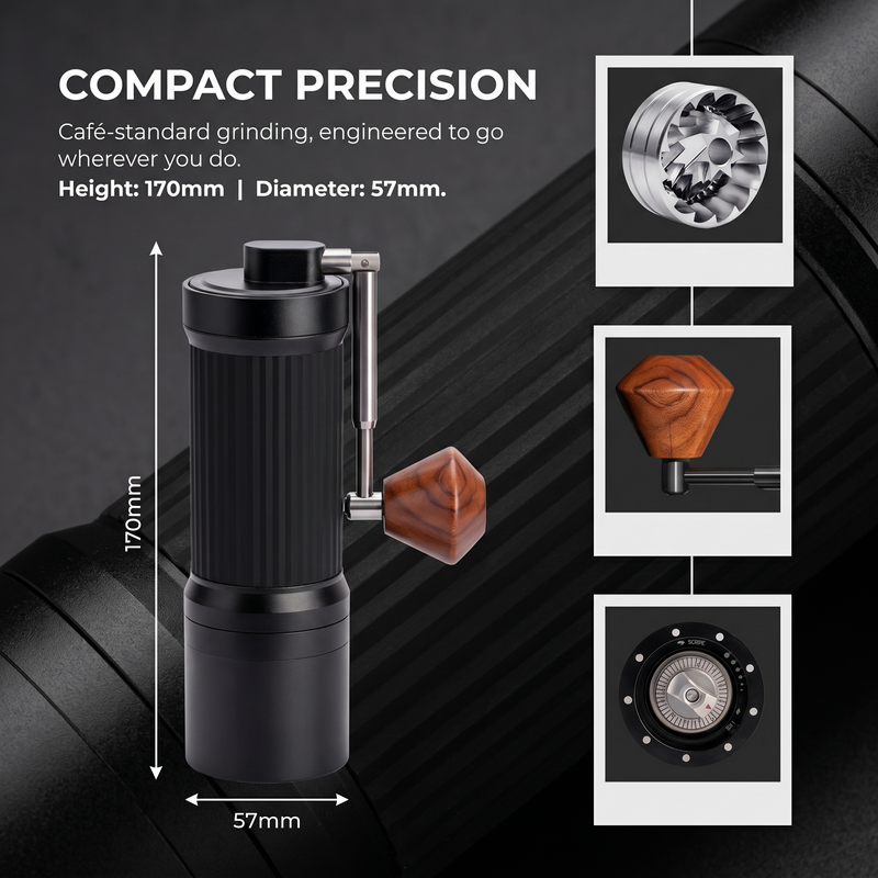 7-Star Manual Coffee Grinder 40 Settings - size and compatibility chart