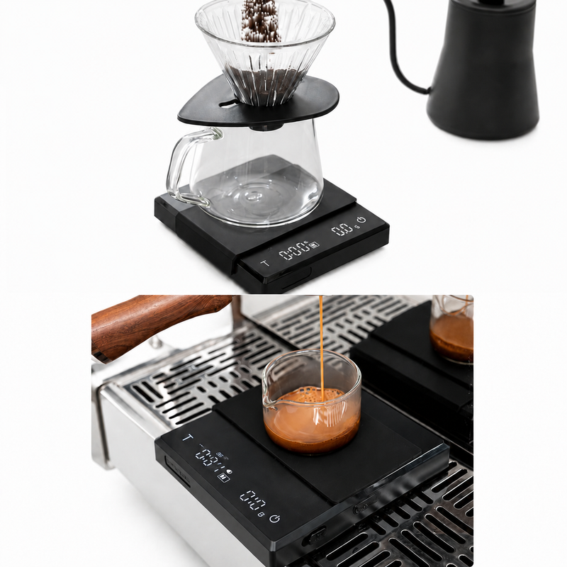Coffee Scale with Timer 2kg Digital Rechargeable Black/White: task mq2mizq4d4wke