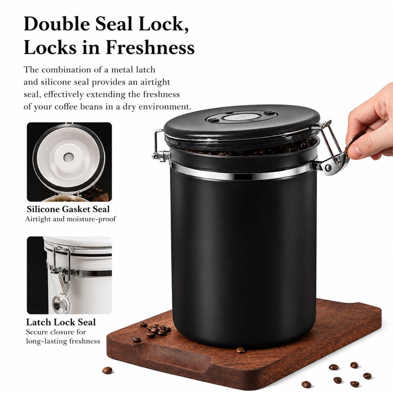 Airtight Coffee Canister 304 Steel One-Way Valve - product photo 3