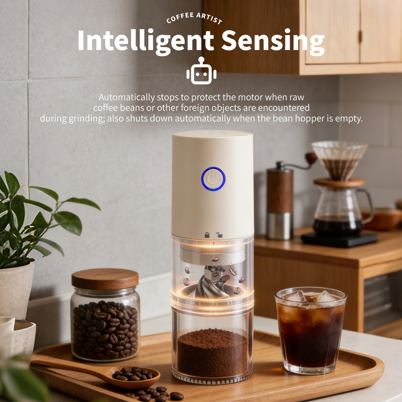 Yozcoffee rechargeable electric coffee grinder with intelligent sensing feature for daily coffee grinding