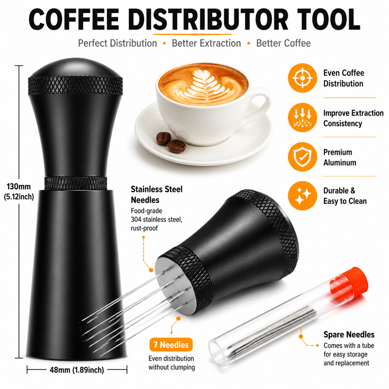 WDT Espresso Distribution Tool 7 Needles - feature details