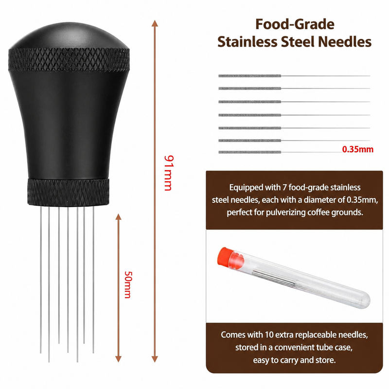 WDT Espresso Distribution Tool 7 Needles - detail view