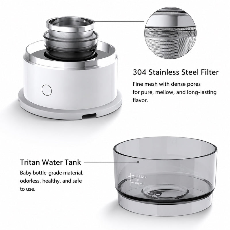 Pour Over Coffee Maker 304 Stainless Steel Tritan Portable: tritan filter tank close-up