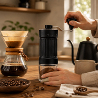 Manual Coffee Grinder 40 Settings Ceramic Burr Glass: ceramic glass alternate angle full