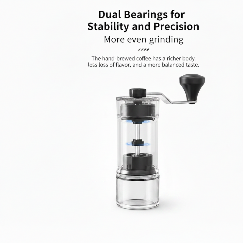 Manual Coffee Grinder 40 Settings Ceramic Burr Glass: ceramic glass dual bearing precisi