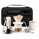 Yozcoffee 6-Piece Portable Pour-Over Coffee Set with Manual Grinder & Travel Case