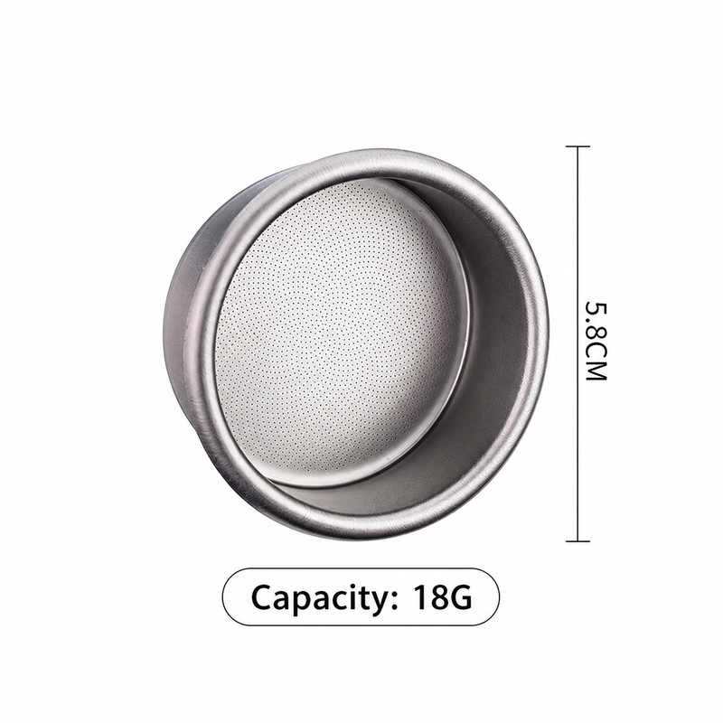 Yozcoffee 58mm pure titanium espresso filter basket with 18g capacity