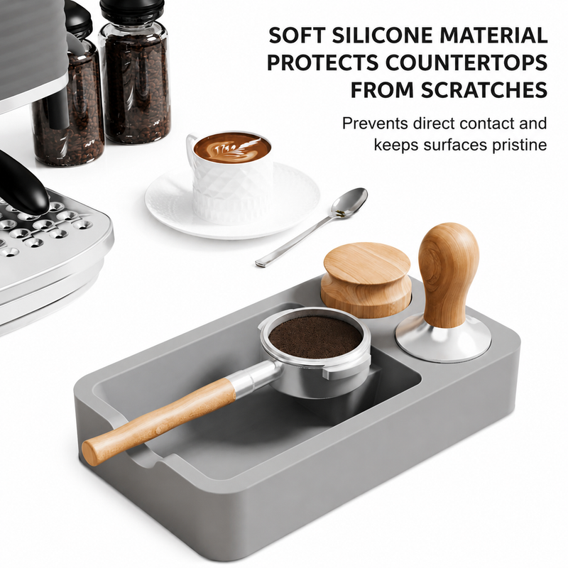 Espresso Tamping Mat Silicone Tamper Stand Coffee Bar: gray countertop protection