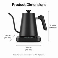 Smart Electric Gooseneck Kettle, 0.9L ±1°C Control: temperature dimensions