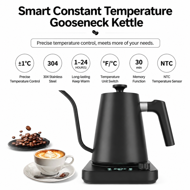 Alternate view of Smart Gooseneck Kettle 0.9L Variable Temp - feature details