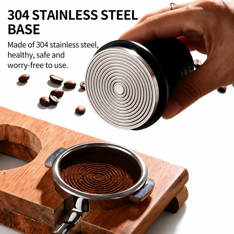 Spring-Loaded Tamper Black Green Stand 51mm - base view