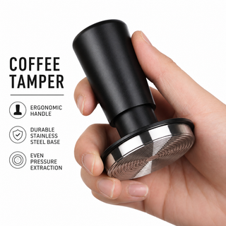 Alternate view of Spring Loaded Espresso Tamper 49/51/58mm Stainless Steel: yozcoffee spring loaded espresso tamper stainless steel 49 02