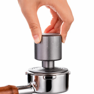 Yozcoffee Espresso Tamper gefedert 51/53/58mm Edelstahlständer Schwarz/Silber/Grün — Produktbild
