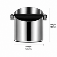 Espresso Knock Box Stainless Steel Silicone Bar Silver/Black: dimensions front 135x150mm