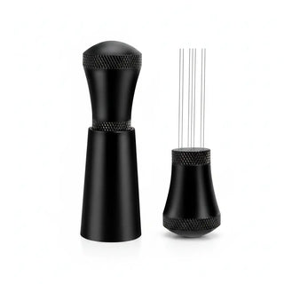 Yozcoffee WDT Espresso-Verteilertool 7 Nadeln Aluminiumlegierung Silber/Schwarz — Produktbild