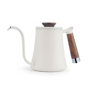 Yozcoffee Schwanenhals-Wasserkocher für Aufguss 350/600 ml Edelstahl Holzgriff Schwarz/Weiß — Produktbild