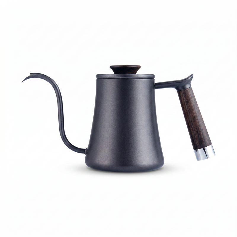 Gooseneck Pour Over Kettle 350/600ml Stainless Steel Wood — alternate angle of the full product