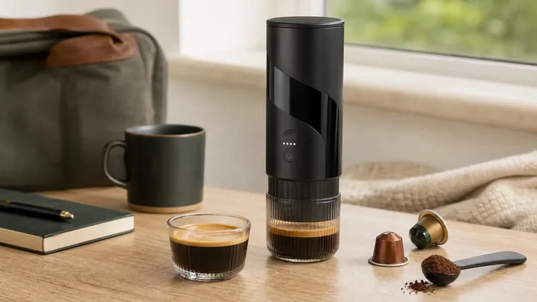 Minimal Yozcoffee Home Coffee Station mit Maker, Espresso-Tasse, Kapseln und Grund
